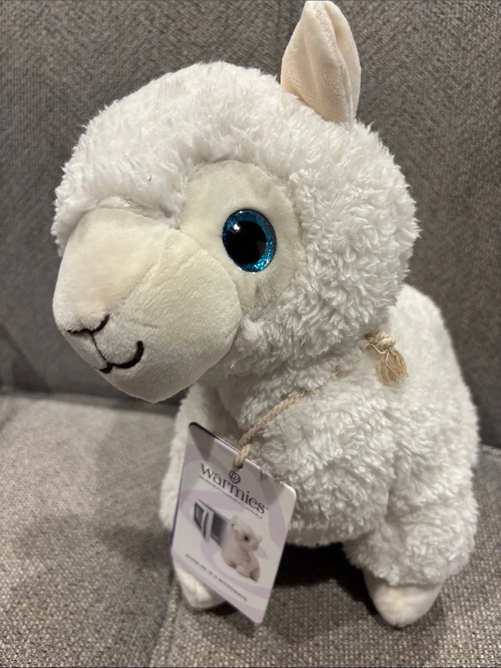 Warmies Plush Lamb in Cream with Blue Eyes